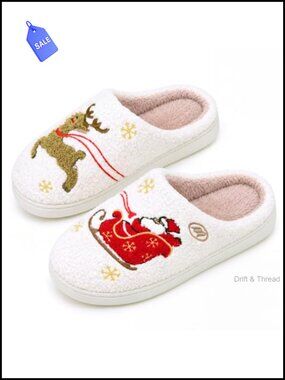 Fuzzy Plush Slippers Slip-On Non-Slip House Shoes Memory Foam